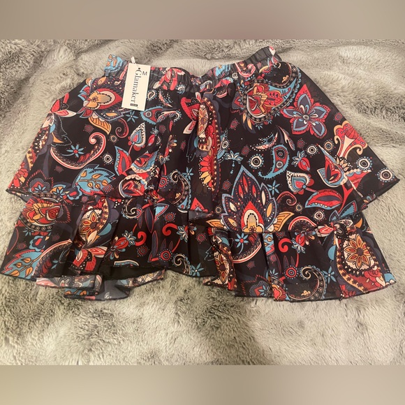 NWT High Waisted Layered Boho Paisley Floral Ruffle Mini Skirt | Sz Med/8 - Picture 6 of 9